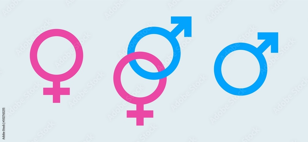 Vector outlines icons of gender symbols. Male and female sex sign arrow up and down position. Vector outlines icons of gender symbols. Male and female sex sign arrow up and down position.