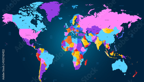 World map. Color vector modern. 