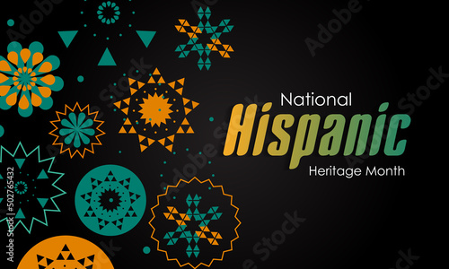 Hispanic Heritage Month. National Hispanic Heritage Month text, Papel Picado, Spanish pattern.
