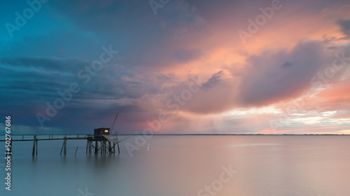 Sunset on west Atlantic coast of France near La Rochelle