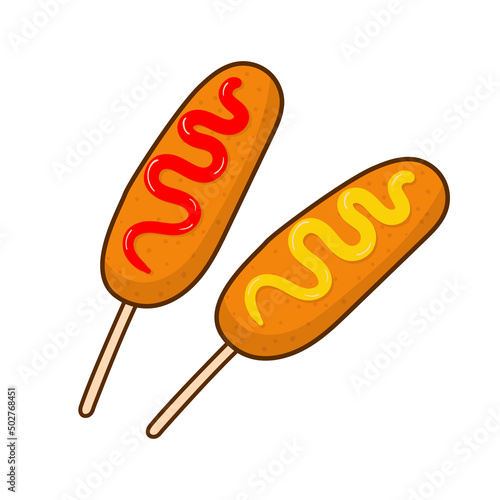 Corn dog vector illustration in cartoon style isolated on white background