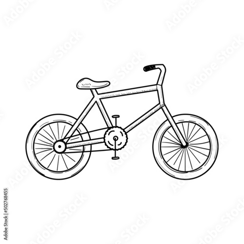 Bicycle vector illustration in cute doodle style isolated on white background