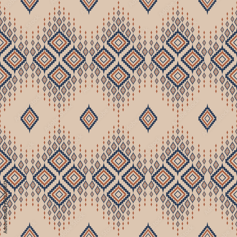 Fototapeta premium Ikat seamless pattern such as cloth, curtain, textile wallpaper, surface texture background design.