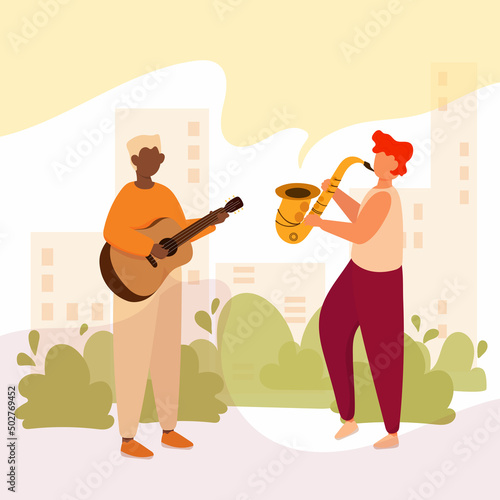 Street musicians playing in the park