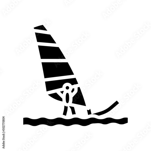 windsurfing extreme sport glyph icon vector. windsurfing extreme sport sign. isolated contour symbol black illustration