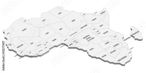 Isometric political map of Africa