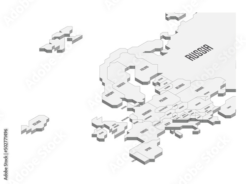Isometric political map of Europe