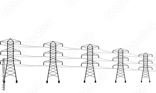 high voltage electric pole on the white background