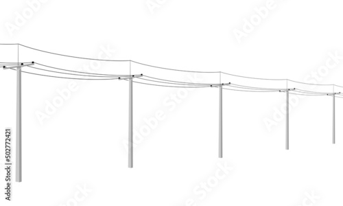 3 phase electric pole on the white background