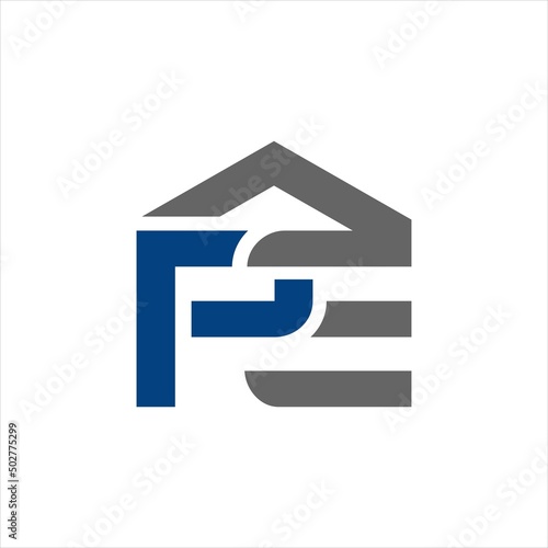 JK Home Logo Design Vector. Letter PE Initial house logo concept. Letter PE logo design vector template. cool RM logo design illustration, building, initial, construction, architect, icon, company