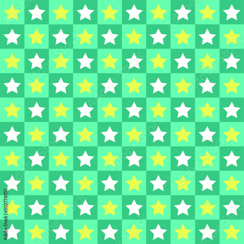 Fabric Pattern Using a square shape, contrasting colors with the stars in the light and dark gradient squares are used.