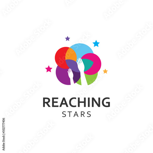 A logo to reach the stars or a logo to reach a dream or goal. Logo using concept design vector illustration template.