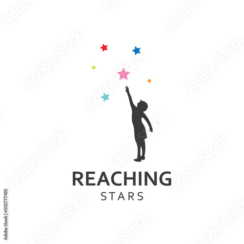 A logo to reach the stars or a logo to reach a dream or goal. Logo using concept design vector illustration template.