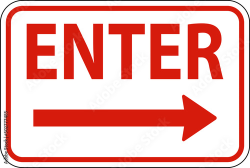 Enter Right Arrow Sign On White Background