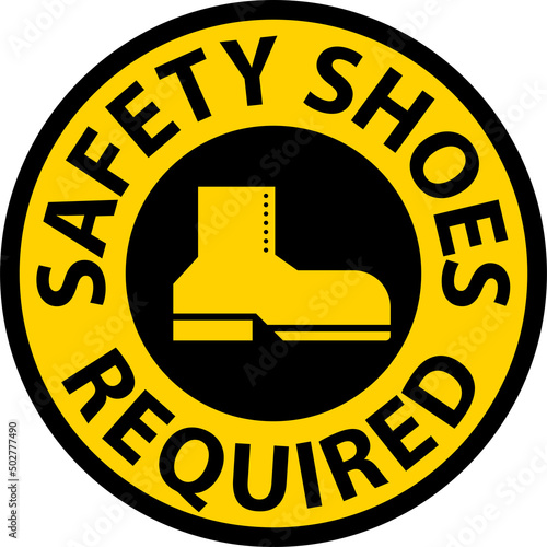Safety Shoes Required Floor Sign On White Background