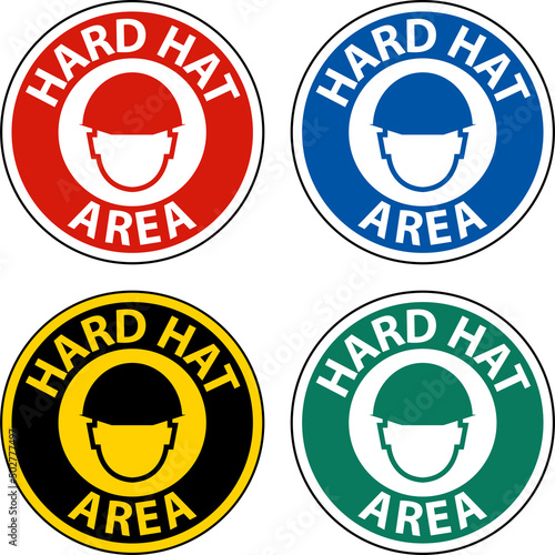 Hard Hat Area Floor Sign On White Background