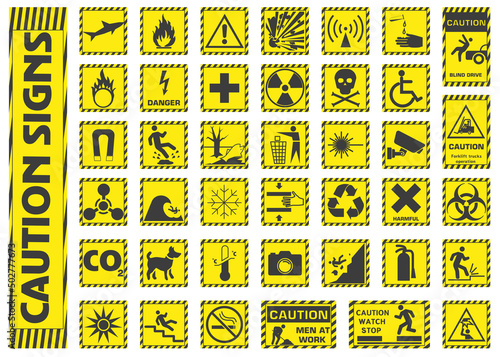 Set of warning signs.