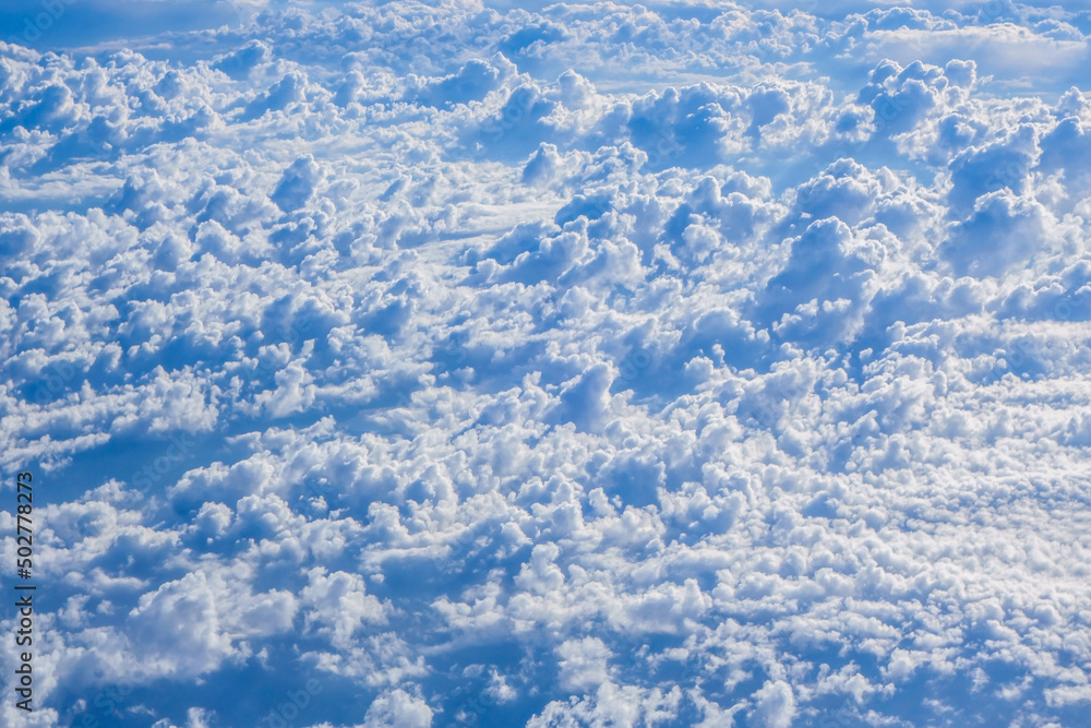 Scenic view of an endless landscape of clouds. View from above