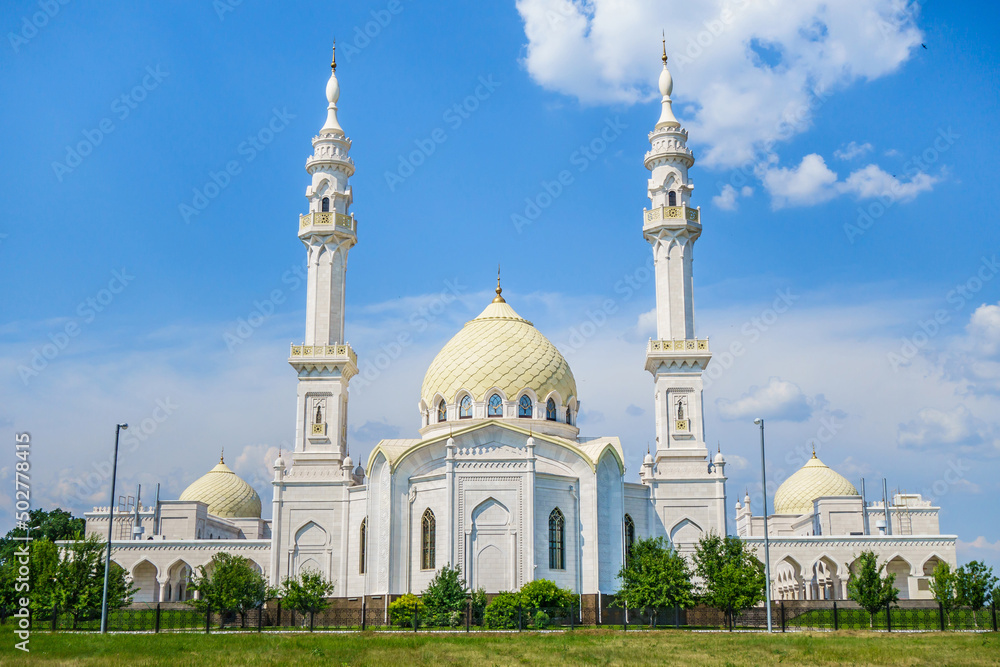Building of the White Mosque in Bolgar, Russia. Perfect sunny weather background
