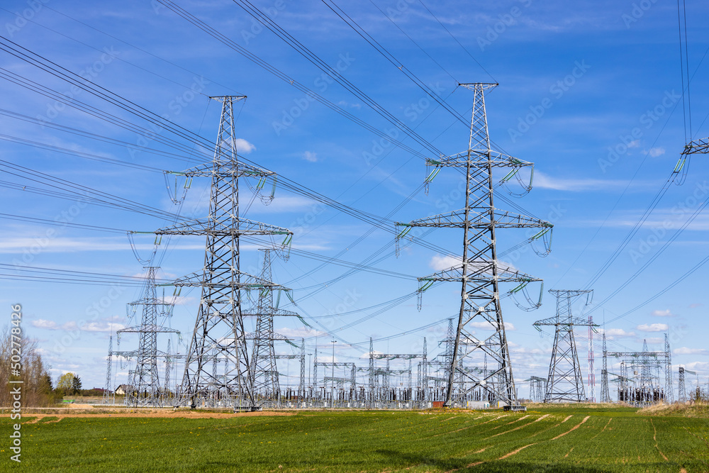 custom made wallpaper toronto digitalHigh voltage electricity pylons, transmission power lines, and distribution substations