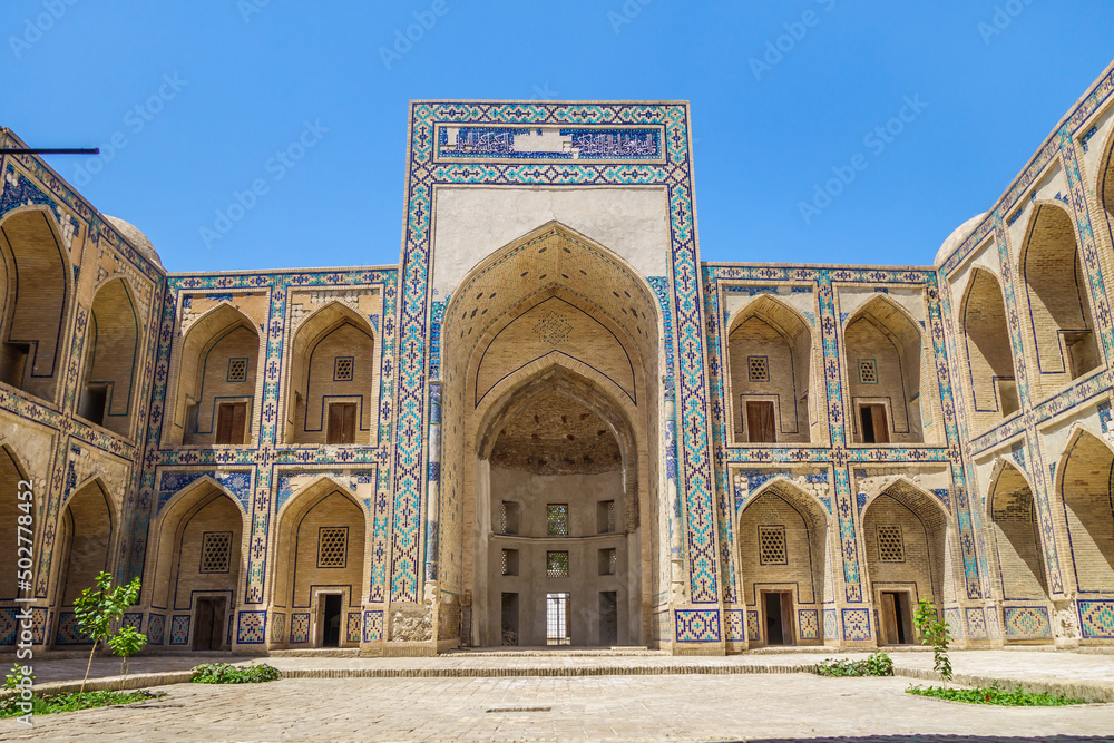 Inside of Ulugbek Madrasah, Bukhara, Uzbekistan. Structure was built in 1417 by the famous medieval scientist Ulugh Beg. UNESCO object