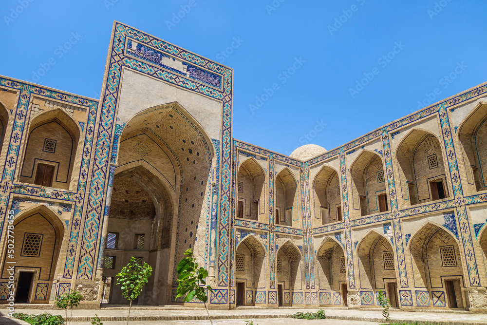 Ulugh Beg Madrasah in Bukhara, Uzbekistan. Building was built by Timur's grandson Ulugh Beg at the beginning of the 15th century. Included in the list of UNESCO monuments
