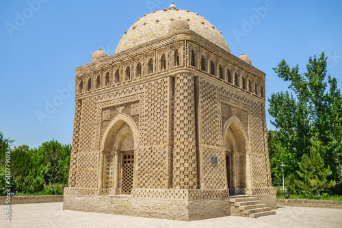 Samanid Mausoleum in Bukhara, Uzbekistan. This unique architectural monument has no analogues in Central Asia. Built in the late 9th - early 10th centuries