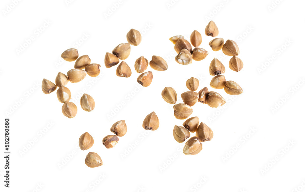 buckwheat groats on a white isolated background buckwheat groats on a white isolated background