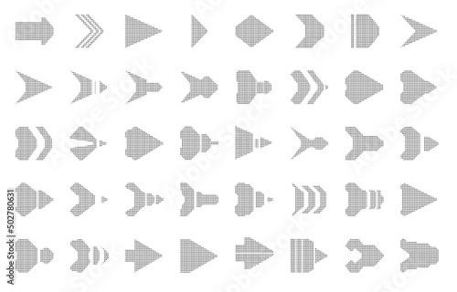 Arrow square pattern element icon collection. Modern futuristic cursor shape navigation symbol concept. Simple object for ui, ux, apps, game vector.