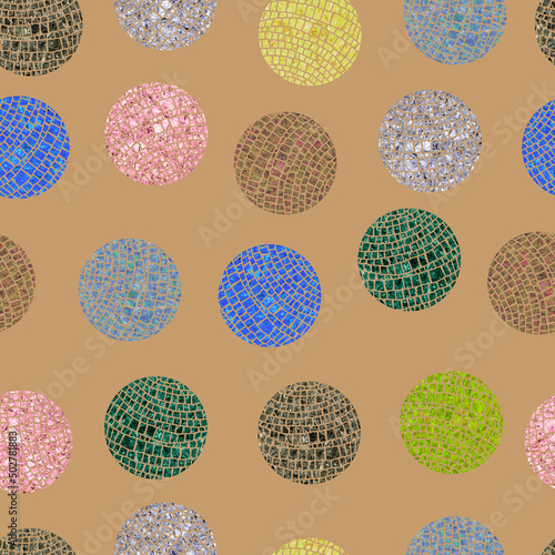 abstract mosaic isolated spheres seamless pattern background