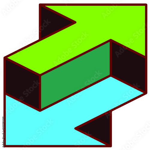 Vector image of an illusion of arrows pointers in different directions