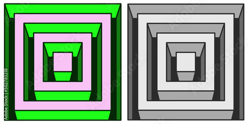 llusion of square volumetric labyrinths