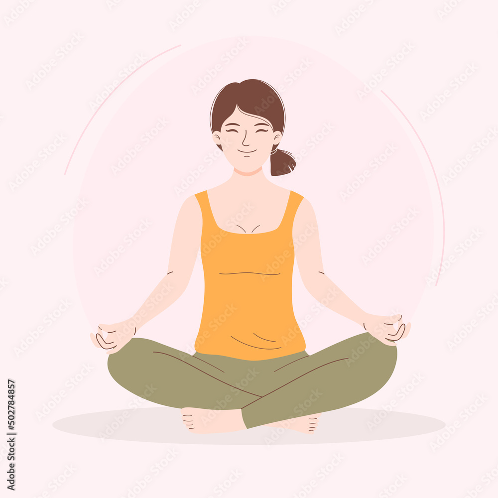 Woman meditating illustration