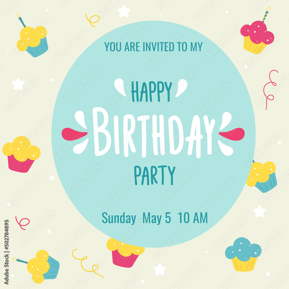 Birthday invitation with cupcakes and text Birthday invitation with cupcakes and text
