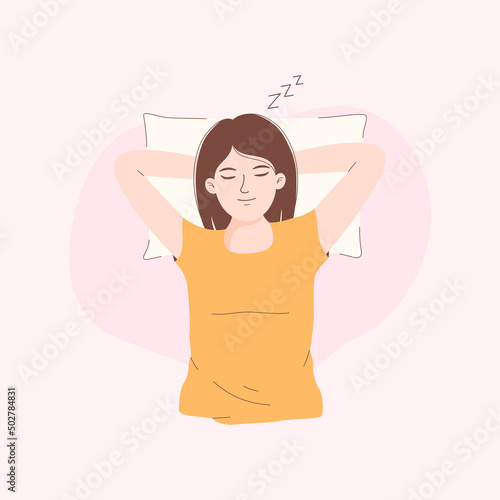 Cute Woman sleeping, vector illustration
