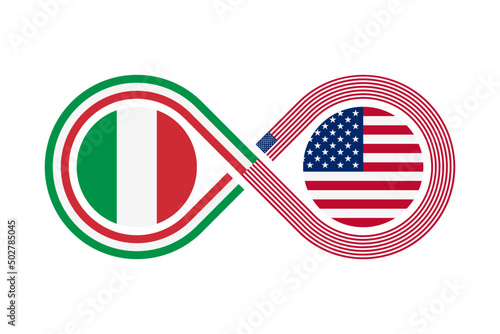 unity concept. italian and american english language translation icon. vector illustration isolated on white background
