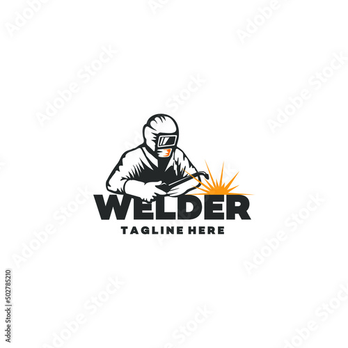 worker welding logo concept vector stock illustration