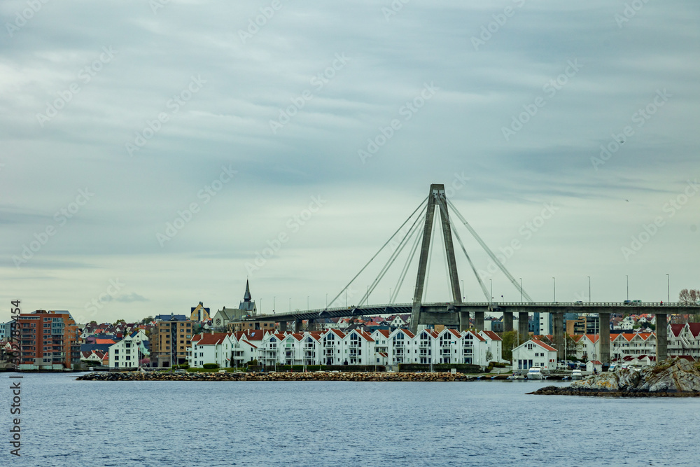 port of stavanger seen from hundvåg towards Stavanger City Bridge