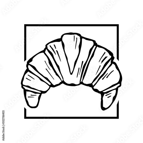Vector fashion illustration of a croissant. Trendy minimalistic poster.