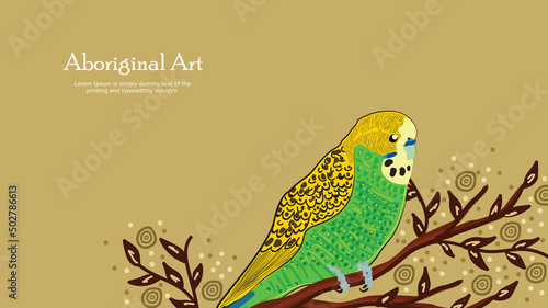Green budgie aboriginal banner design