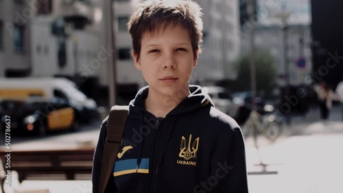 Teenage ukrainian boy looking at the camera photo