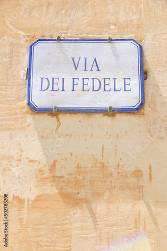 Italian town street sign: Via Fedele