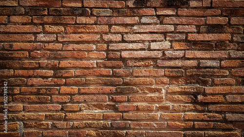 background of red brick wall texture.