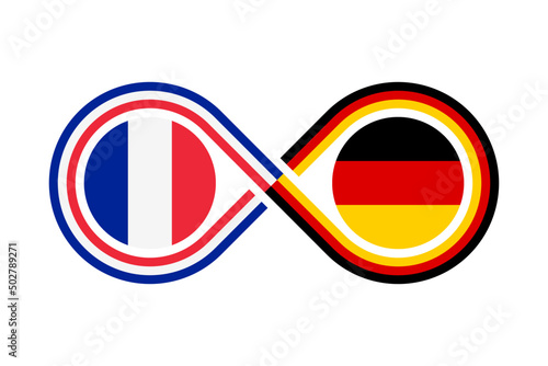 unity concept. french and german language translation icon. vector illustration isolated on white background	
