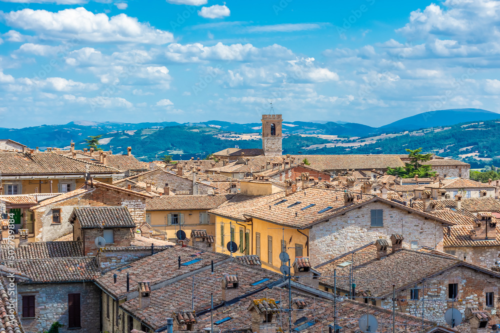 Panorama of Gubbio, medieval town in Umbria Italy