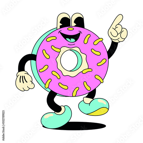Vector animated donut. Cartoon character. Colored flat illustration.