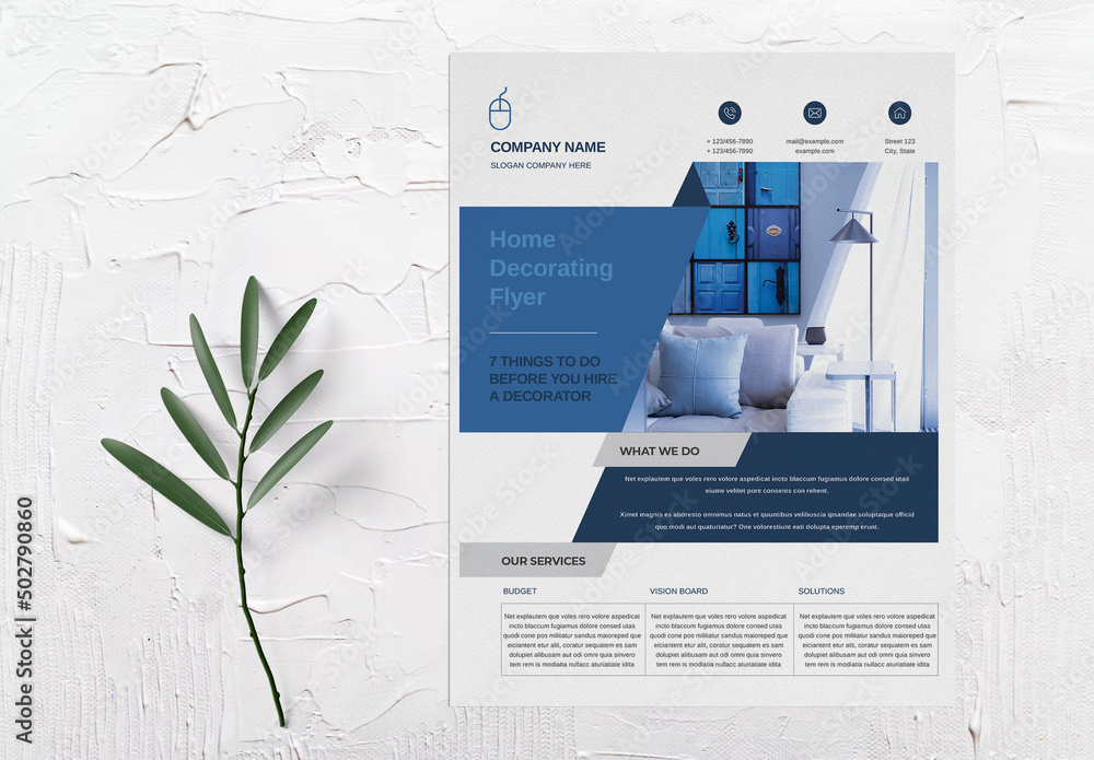 Interior Design Flyer Layout Stock Template | Adobe Stock