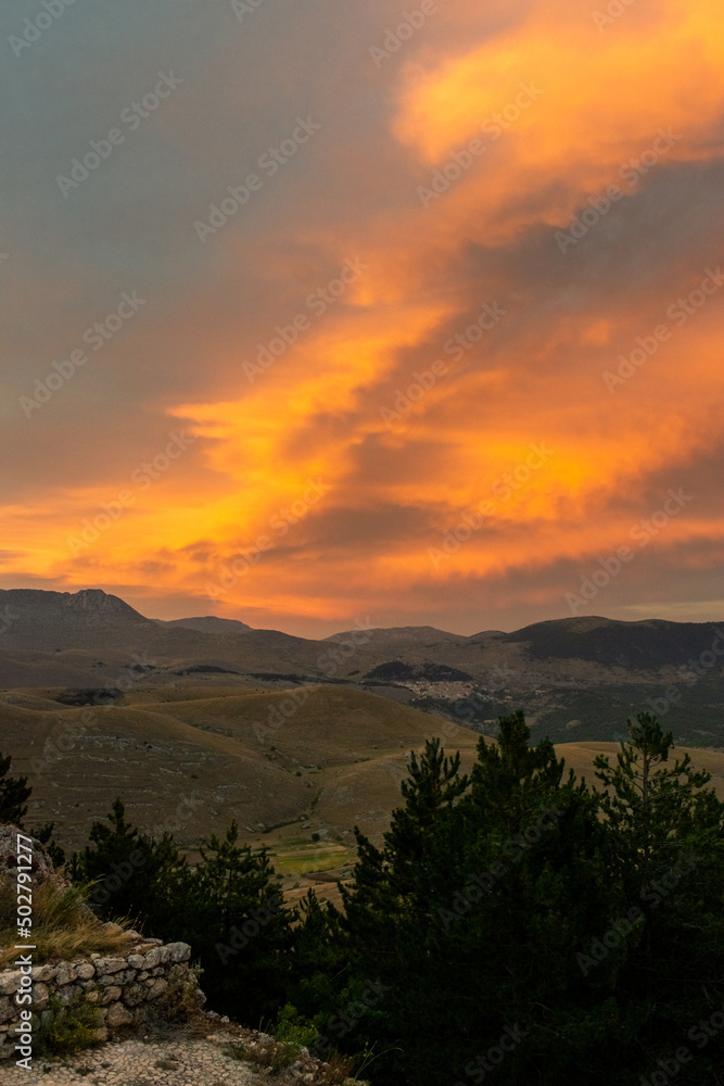 Stunning sunset over Gran Sasso National Park of Abruzzo, Italy Stunning sunset over Gran Sasso National Park of Abruzzo, Italy