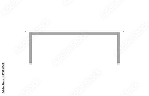 Office desk, computer workspace, writing worktable, 2D vector, home Interior furniture, flat illustration icon, table outline and filled graphic
