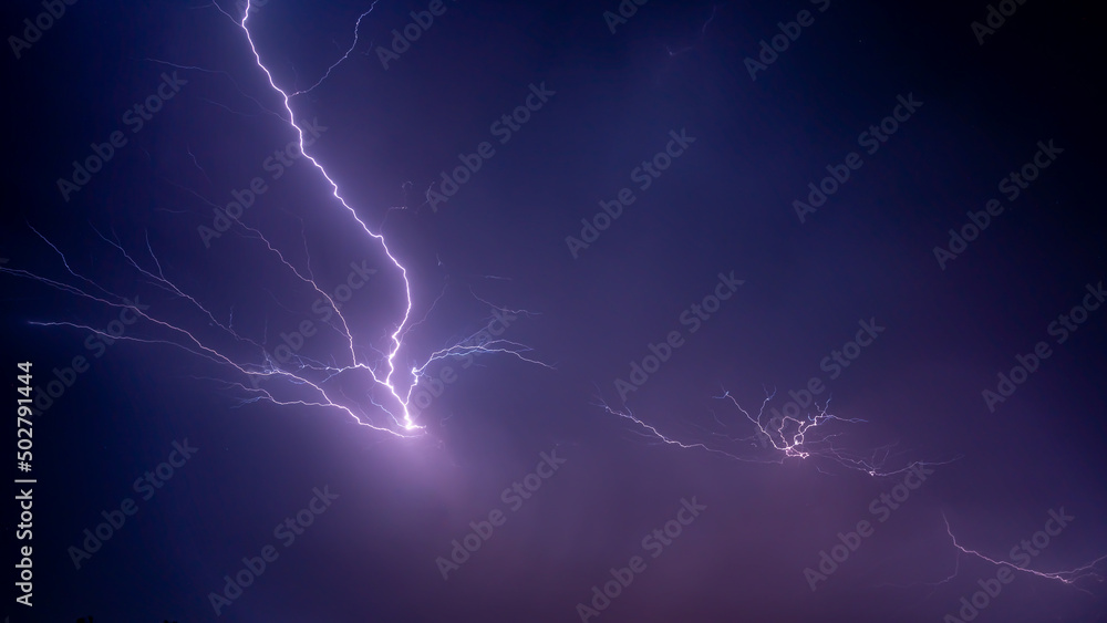 lightning, Thunderbolt, thunderstorm in the night sky in the Indian village lightning, Thunderbolt, thunderstorm in the night sky in the Indian village